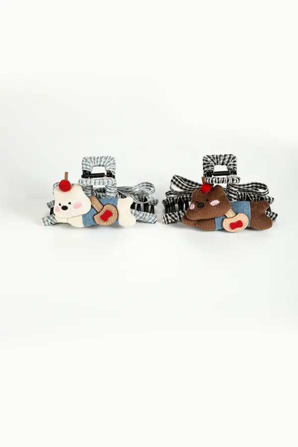 Bear and Gingham Claw Clip - Playful Hair Clip product image 6