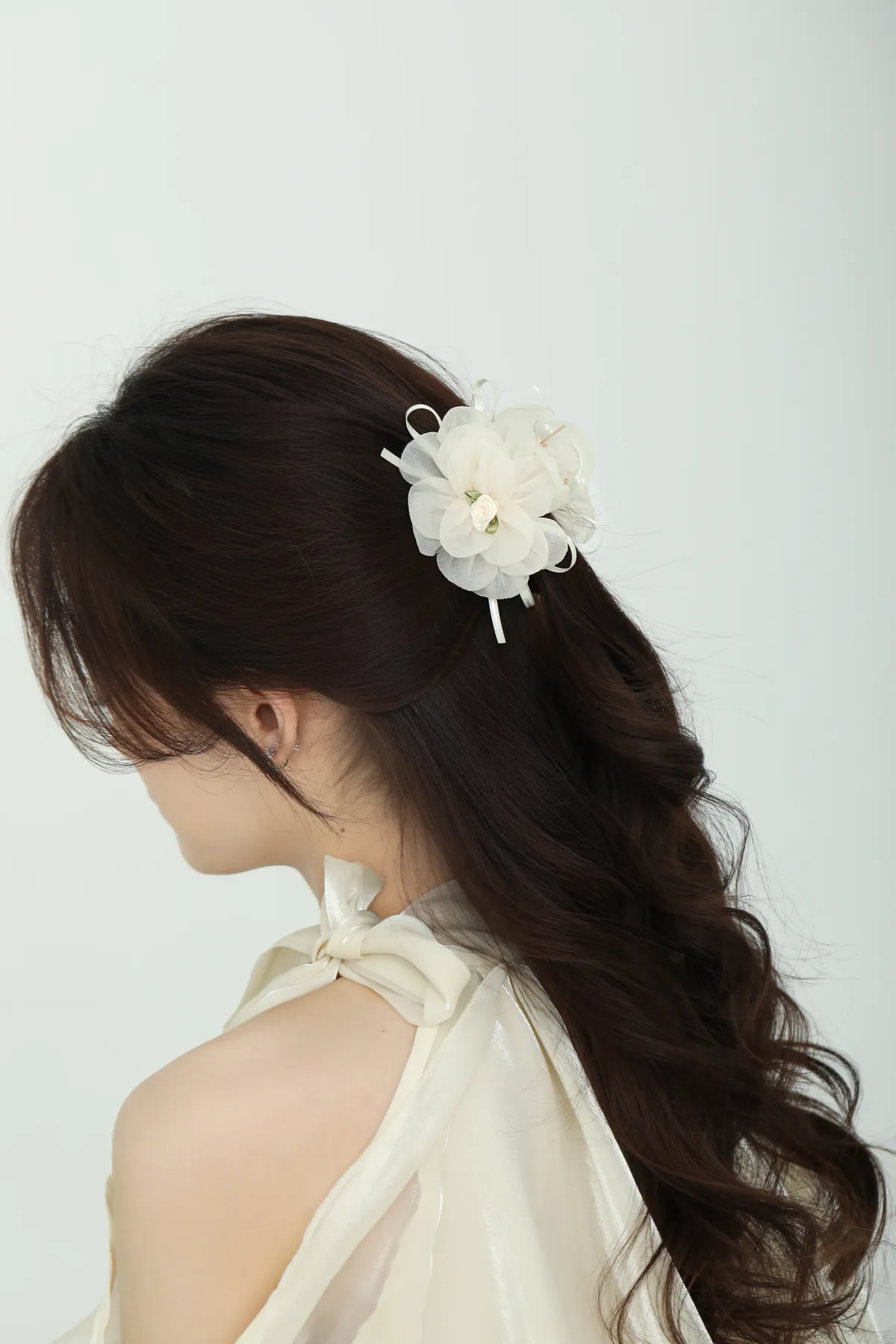 Sage Chiffon Flower Claw Clip - Pearl Center product image 4