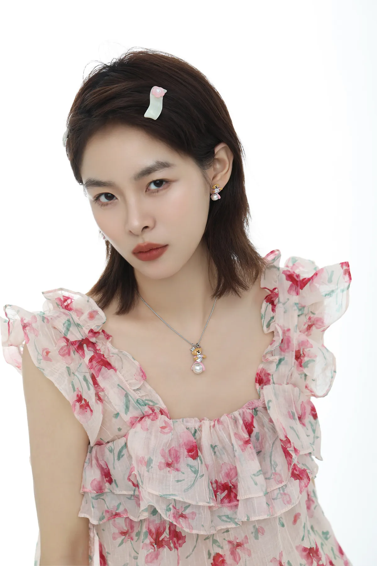 Bear and Pearl Drop Earrings - Charm Dangle Earrings product image 2