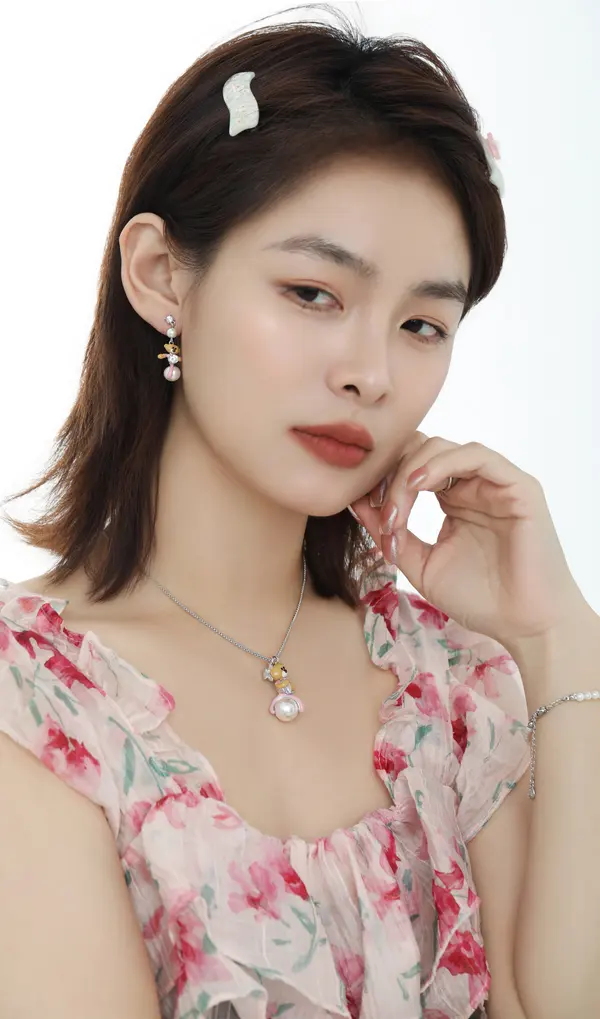 Bear and Pearl Drop Earrings - Charm Dangle Earrings product image 1
