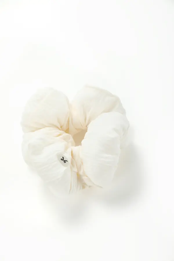 White Floral Scrunchie - Pink-Trim Hair Tie product image 6