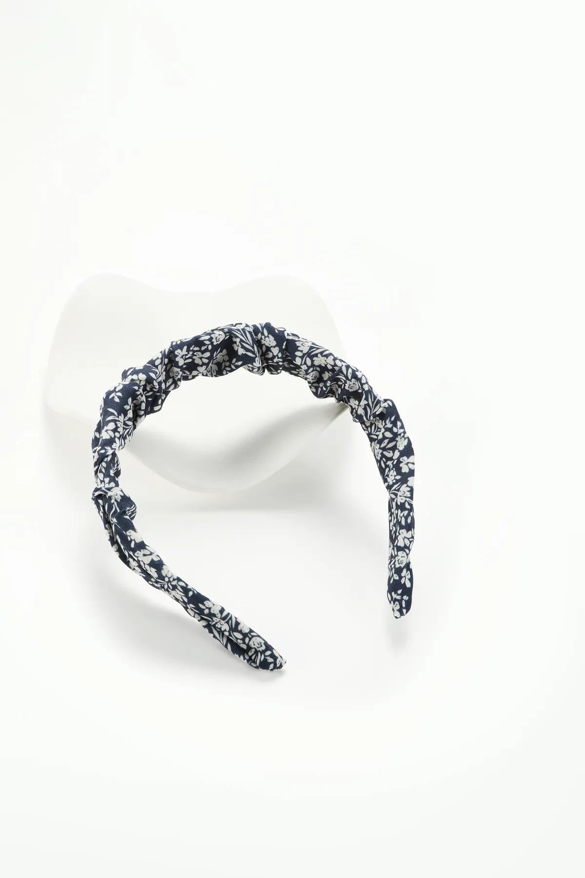 Blue Floral Knotted Headband - Wide Fabric Hairband product image 6