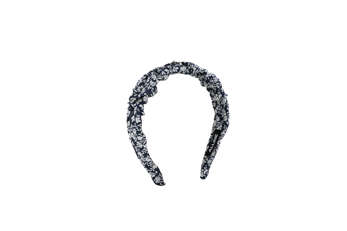 Blue Floral Knotted Headband - Wide Fabric Hairband product image 7