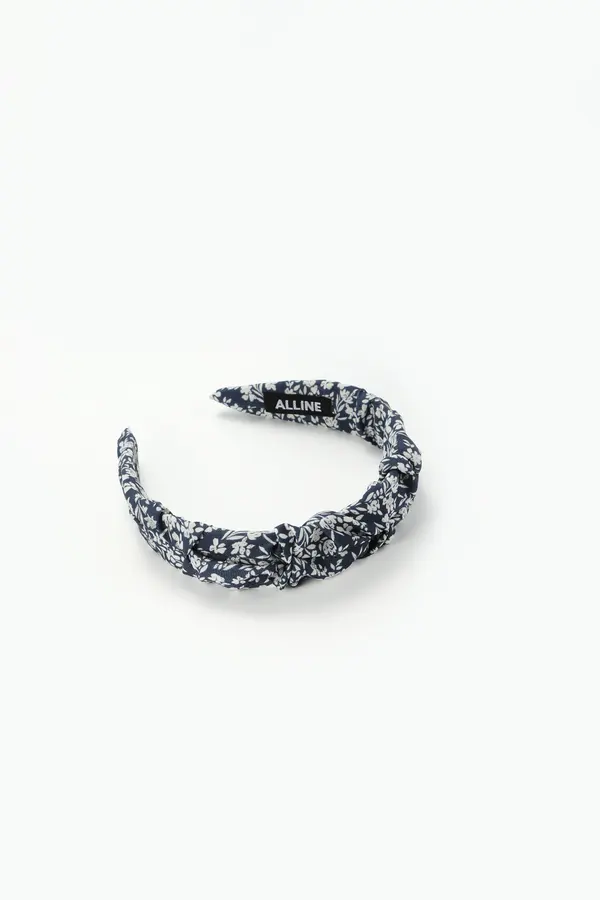 Blue Floral Knotted Headband - Wide Fabric Hairband product image 4