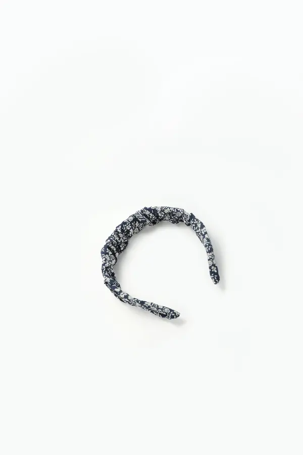 Blue Floral Knotted Headband - Wide Fabric Hairband product image 5