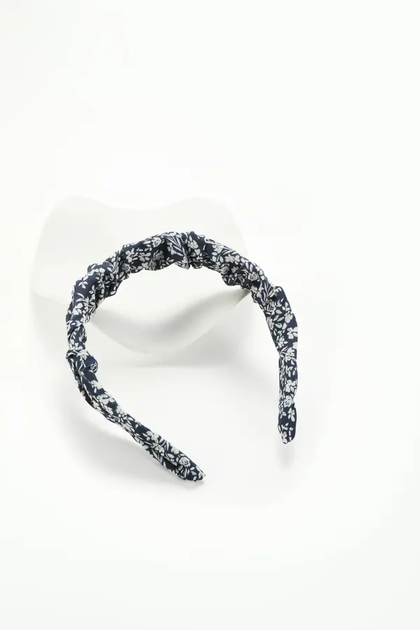Blue Floral Knotted Headband - Wide Fabric Hairband product image 6