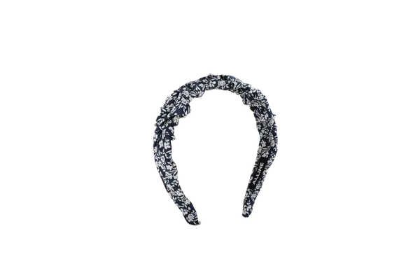 Blue Floral Knotted Headband - Wide Fabric Hairband product image 7
