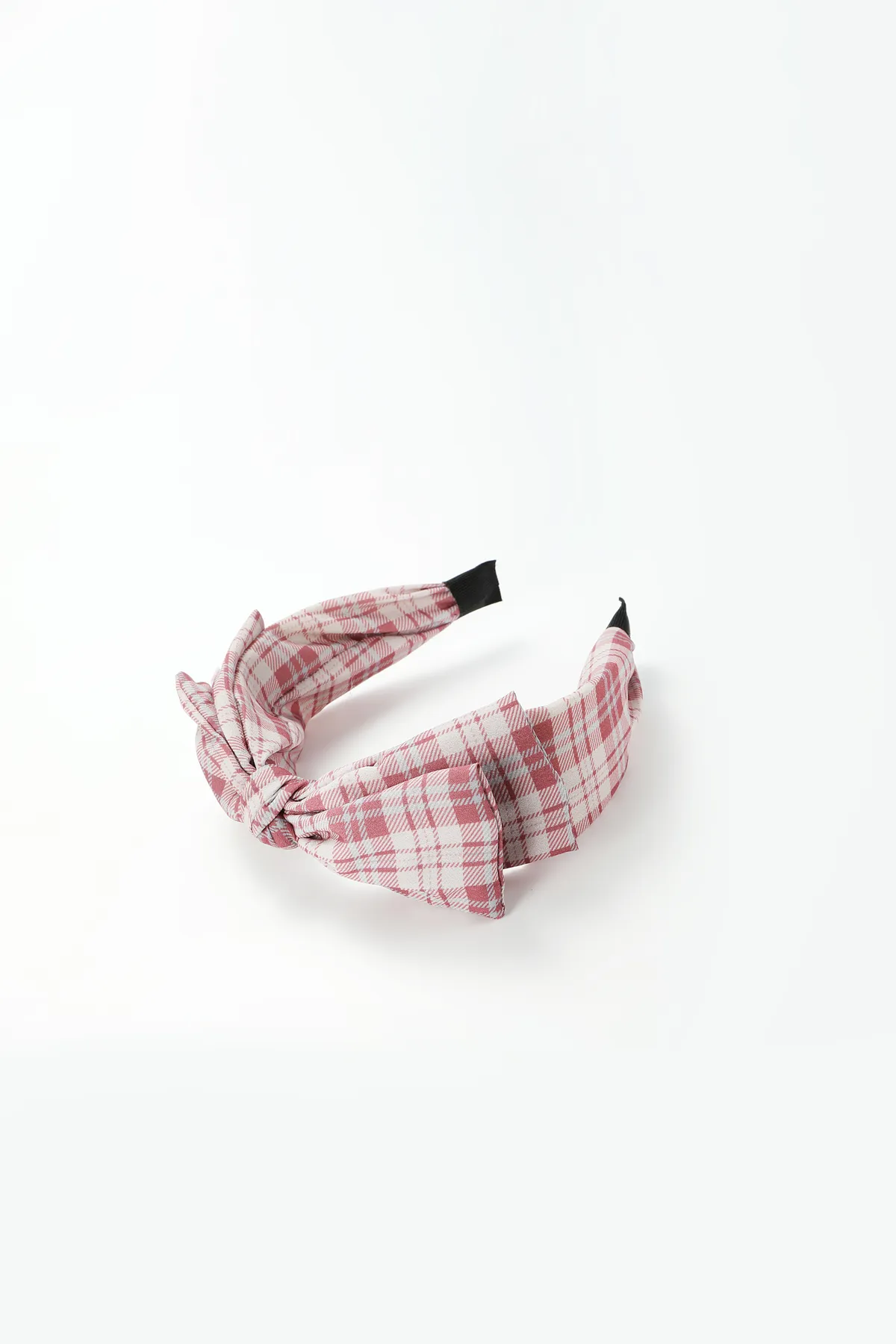 Pink Plaid Bow Headband - Soft Knot Hairband product image 6