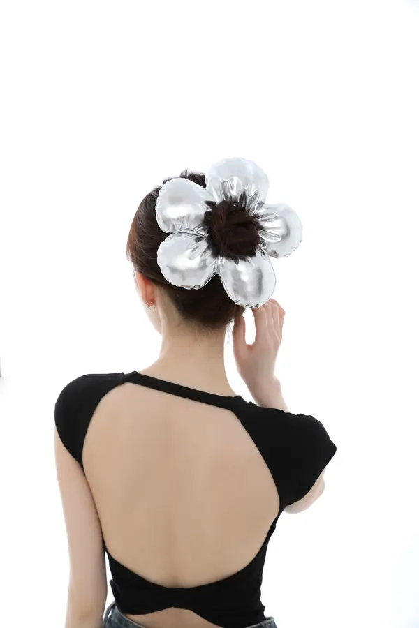 Silver Flower Claw Clip - Oversized Statement Clip product image 1