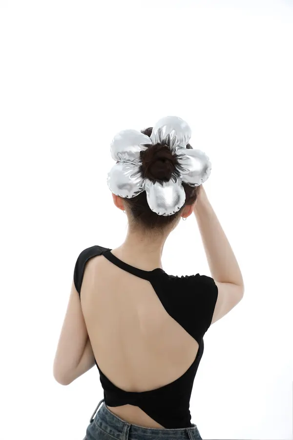 Silver Flower Claw Clip - Oversized Statement Clip product image 3