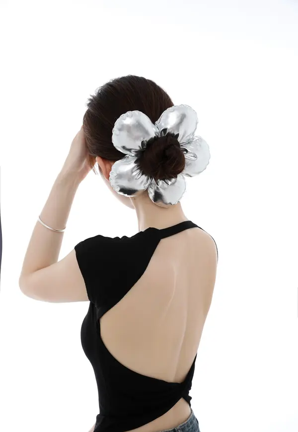 Silver Flower Claw Clip - Oversized Statement Clip product image 5