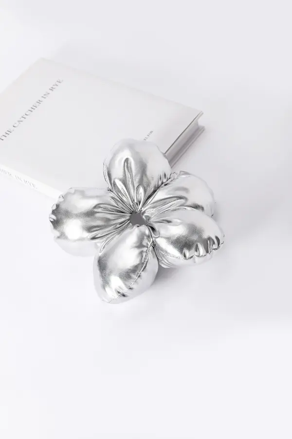 Silver Flower Claw Clip - Oversized Statement Clip product image 6