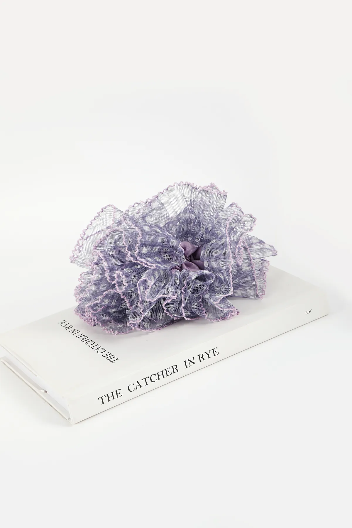 Lilac Gingham Oversized Scrunchie - Voluminous Hair Tie product image 1