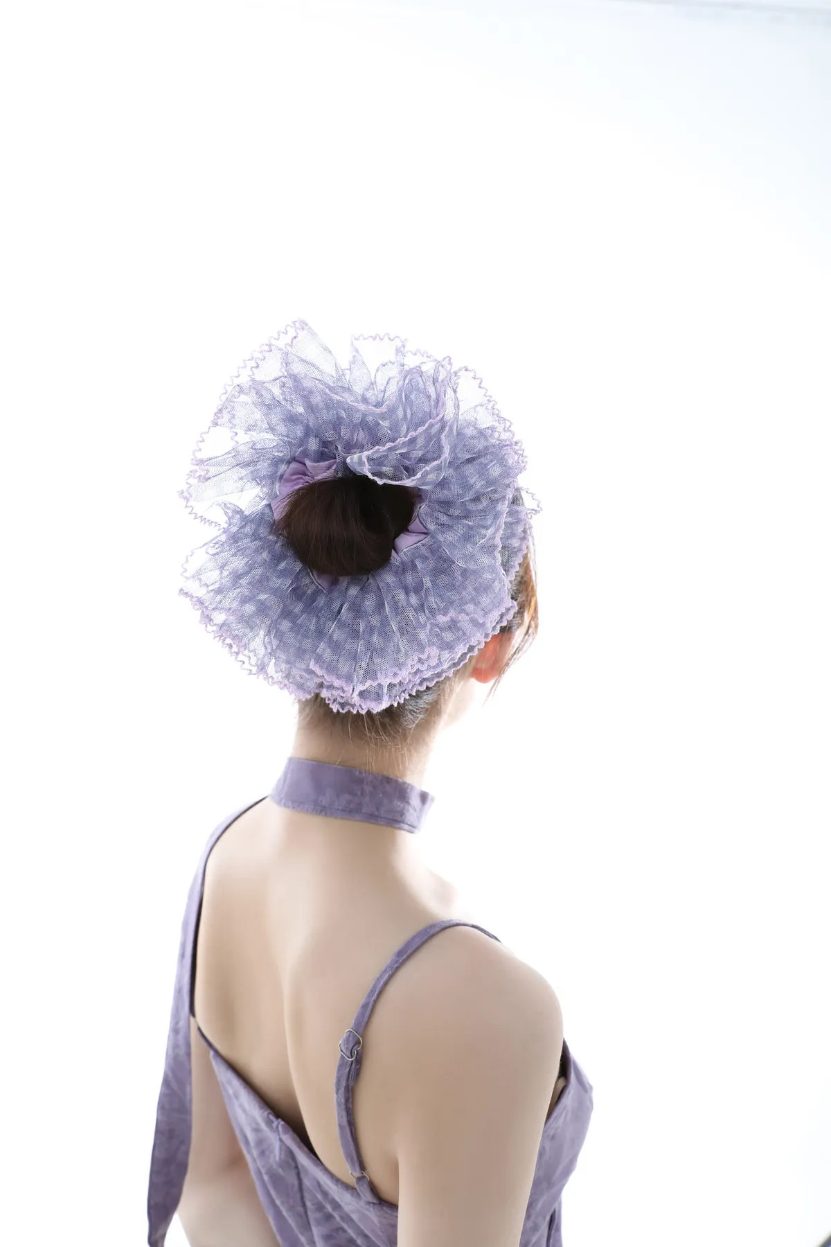 Lilac Gingham Oversized Scrunchie - Voluminous Hair Tie product image 5